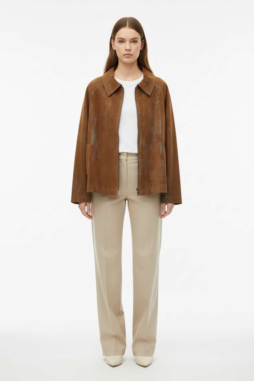 Jacket Τύπου Suede Καφέ - Suede Effect Jacket