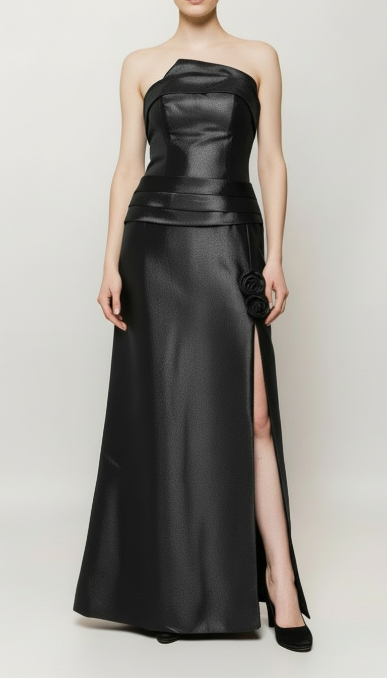 Μάξι φόρεμα στραπλες μαύρο