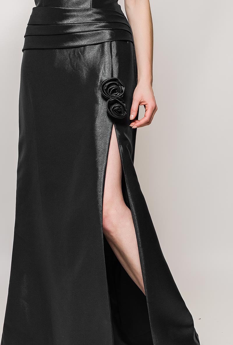 Μάξι φόρεμα στραπλες μαύρο