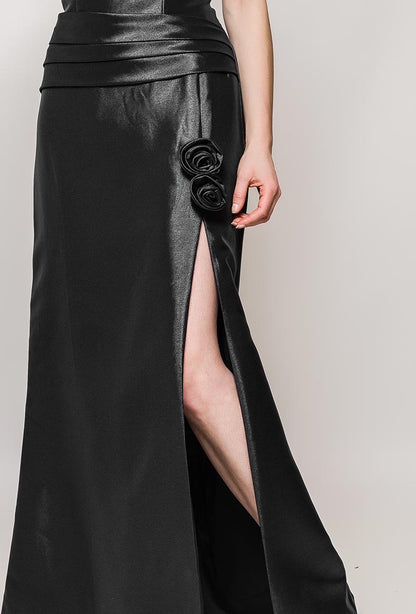 Μάξι φόρεμα στραπλες μαύρο