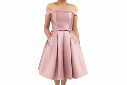 Midi Φόρεμα Α Γραμμής με Κορσέ για Γάμο & Βάφτιση - 4 χρώματα