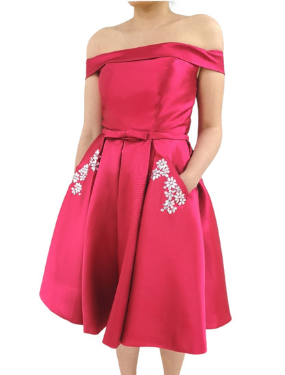 Midi Φόρεμα Α Γραμμής με Κορσέ για Γάμο & Βάφτιση - 4 χρώματα