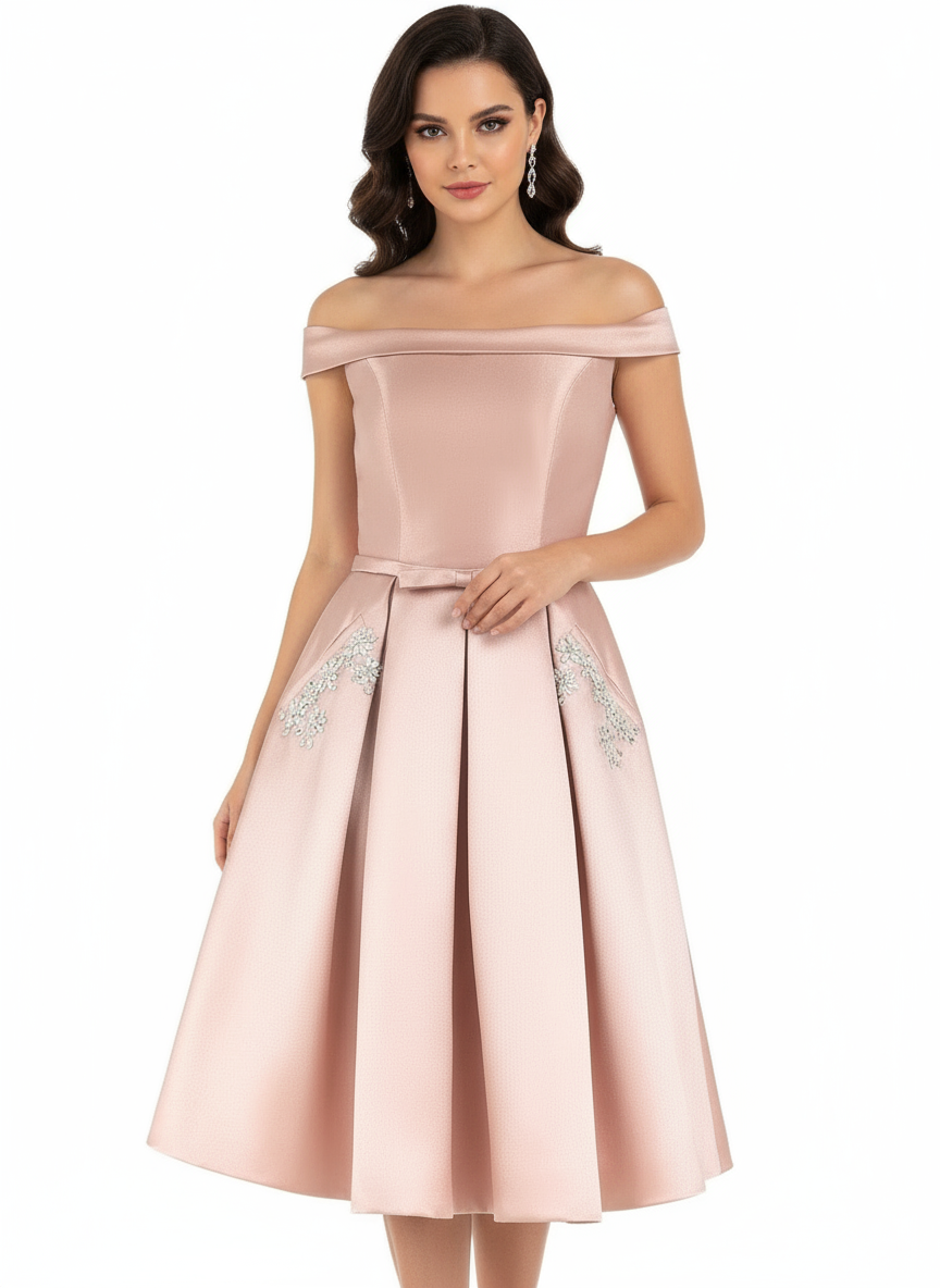 Φόρεμα εποχής κορσέ Α γραμμή ροζ της πούδρας.