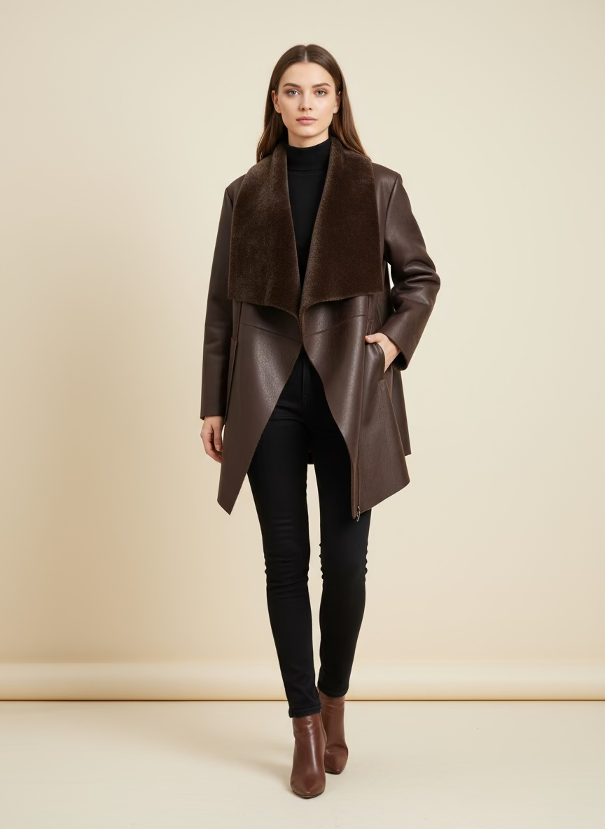 Μουτόν καφέ με γούνα