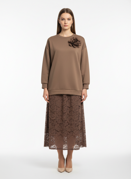 Casual φόρεμα με δαντέλα