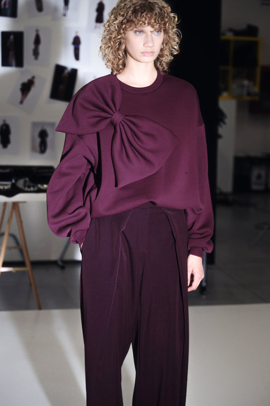 Φούτερ με Φιόγκο Καφέ - Sweatshirt with Bow