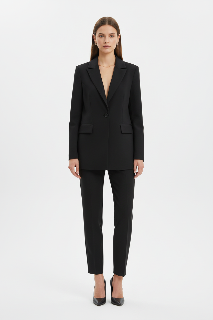 Μαύρο Γυναικείο Κοστούμι με Ένα Κουμπί – Κλασική Γραμμή