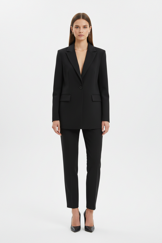 Μαύρο Γυναικείο Κοστούμι με Ένα Κουμπί – Κλασική Γραμμή