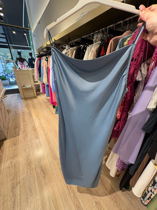 Φορεμα σατεν lingerie μπλε ραφ one size κομψό