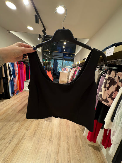 Crop Top μαύρο αμάνικο μπούστο με φερμουάρ πίσω